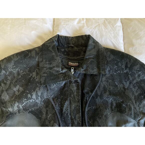 Wilsons Women's Black Leather Thinsulate Zip Out Liner Bomber Jacket Y2K 80s SzL - Picture 13 of 16